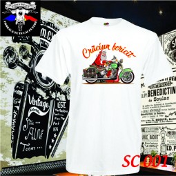 Exemplu tricou alb moto personalizat craciun fericit