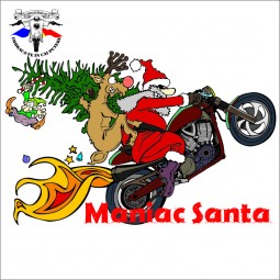 Detaliu tricou personalizat motive de craciun si motociclete