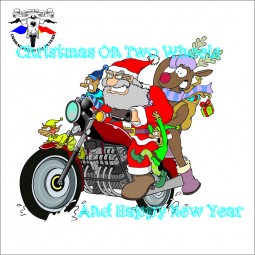 Detaliu tricou alb personalizat moto Christmas on two Wheels