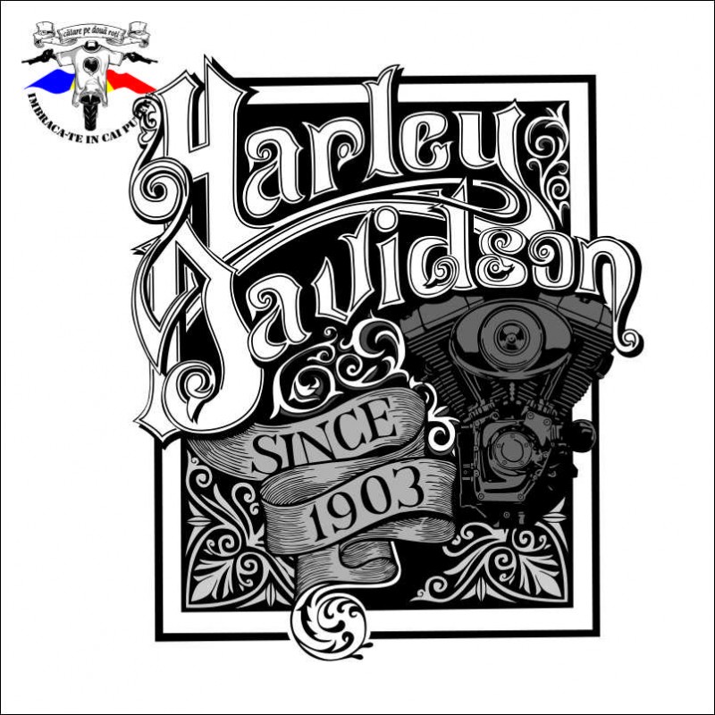 detaliu tricou harley davidson since 1903