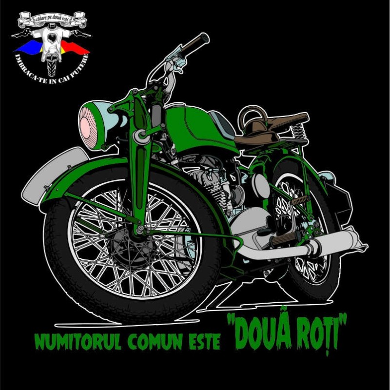 detaliu tricou motocicleta comunista