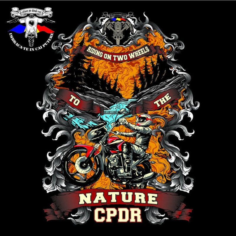 detaliu tricou riding to the nature