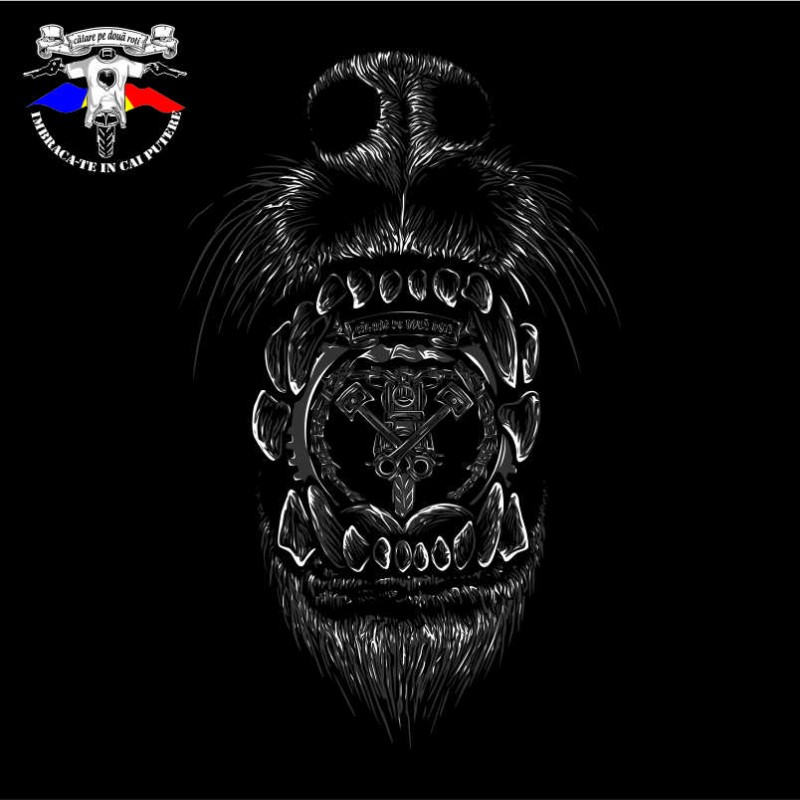 detaliu tricou black wolf